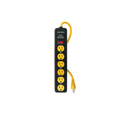 Multicontacto 14 AWG, 6 entradas sup. de picos 600 J, negro | MUL-660N | 46719