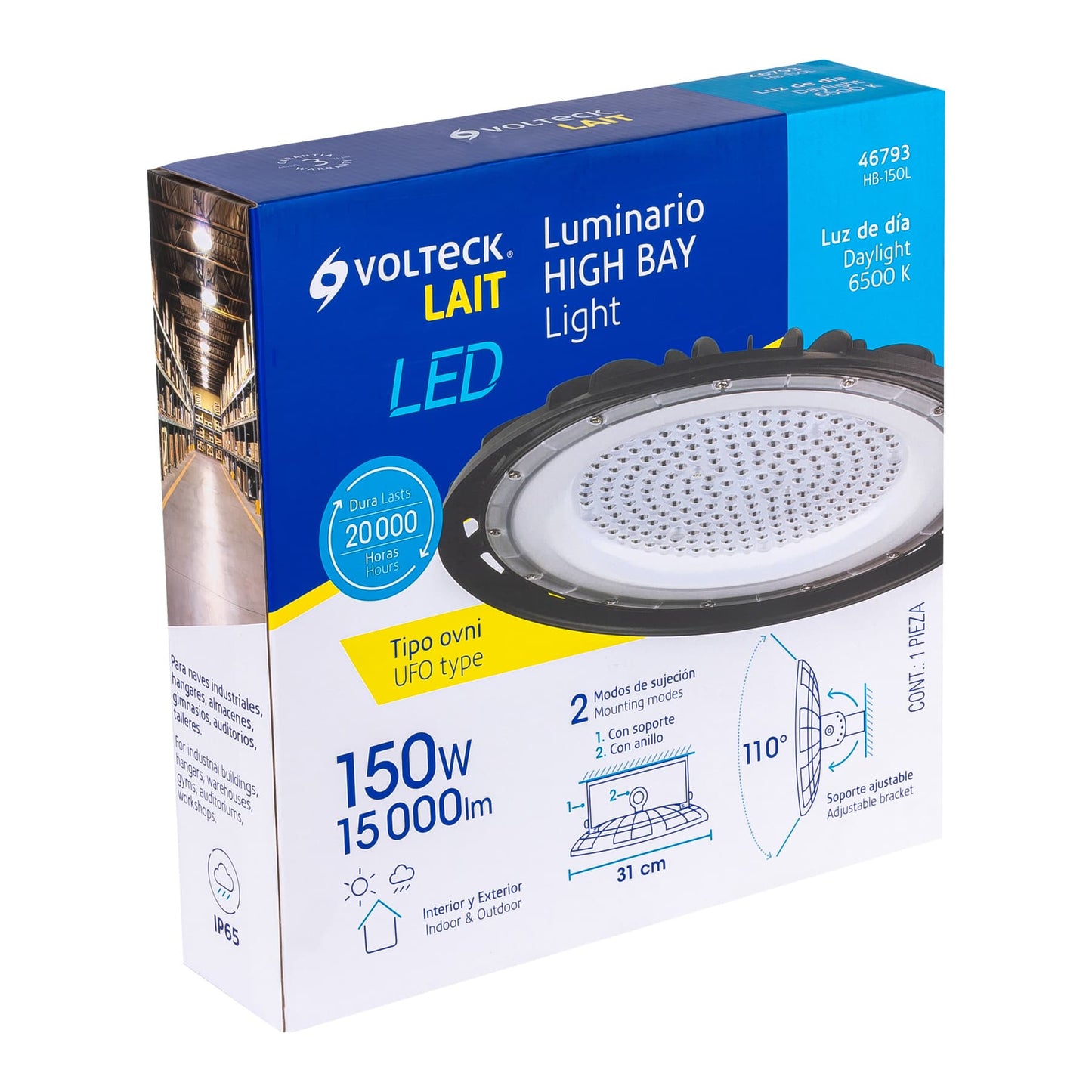 Luminario LED High Bay 150 W 6500 K, VOLTECK | HB-150L | 46793