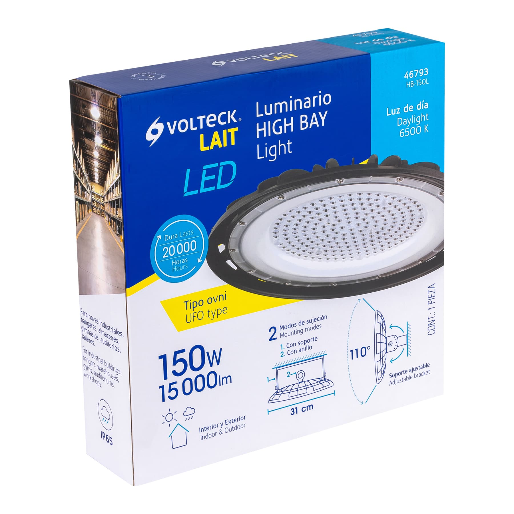 Luminario LED High Bay 150 W 6500 K, VOLTECK | HB-150L | 46793