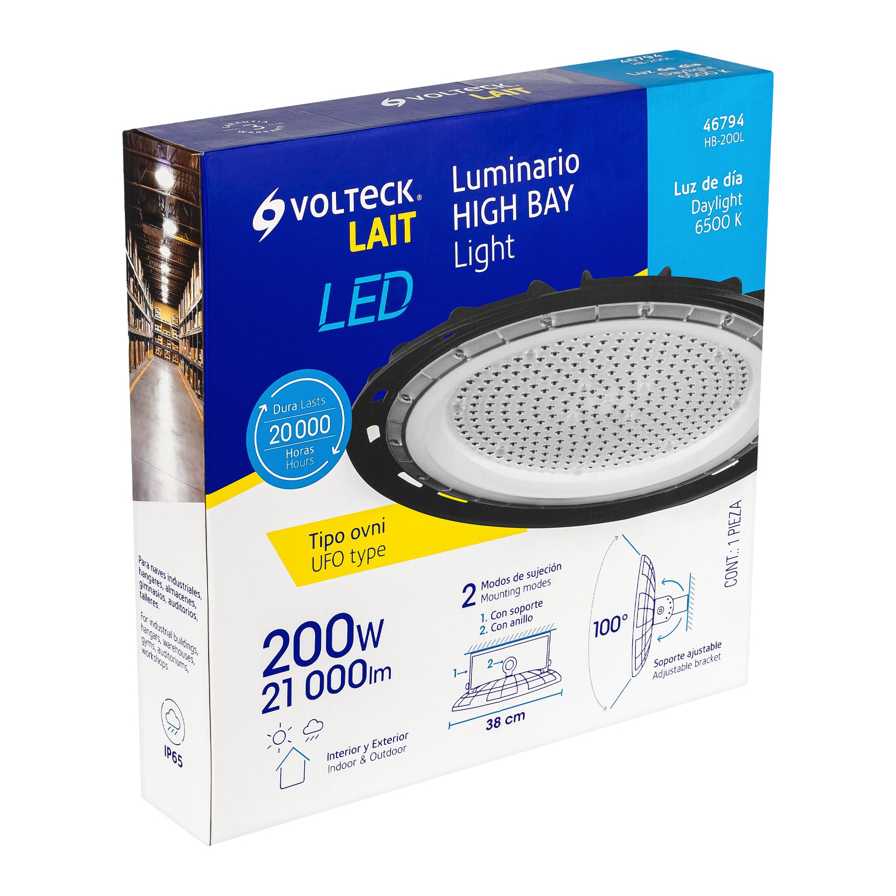 Luminario LED High Bay 200 W 6500 K, VOLTECK | HB-200L | 46794