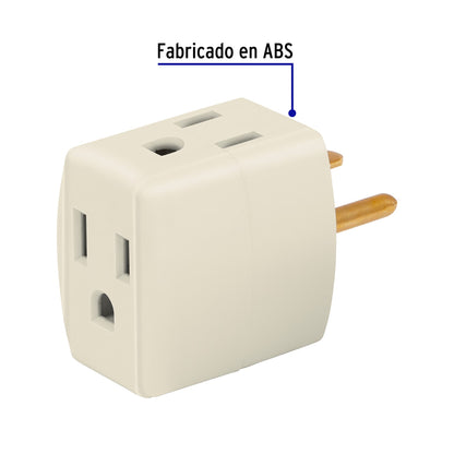 Multicontacto triple aterrizado, tipo cubo, Volteck | MUL-310 | 46800