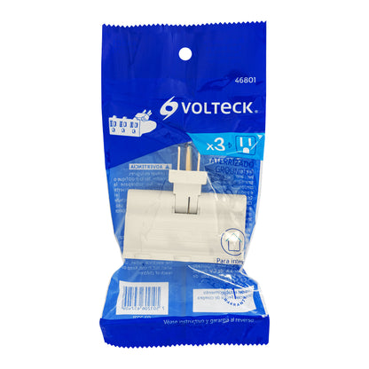 Multicontacto triple aterrizado, tipo bisagra, Volteck | MUL-370 | 46801