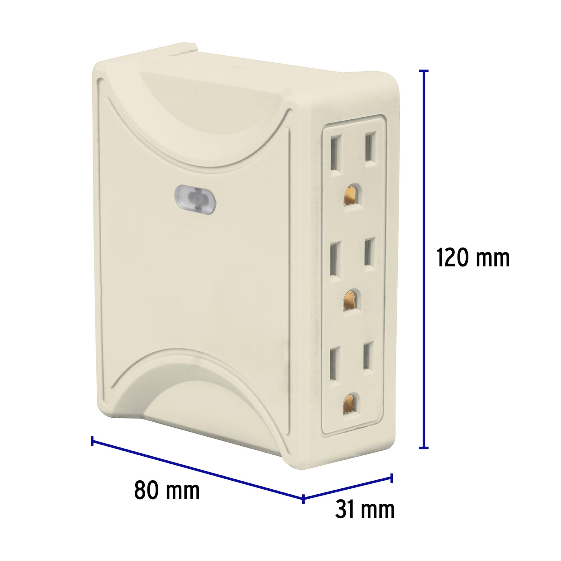 Multicontacto 6 entradas, aterrizado, lateral, Volteck | MUL-630 | 46807