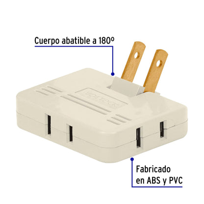 Multicontacto triple,tipo bisagra,entradas laterales,Volteck | MUL-340 | 46812