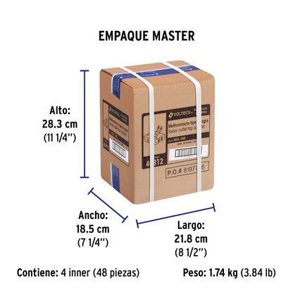 Multicontacto triple,tipo bisagra,entradas laterales,Volteck | MUL-340 | 46812