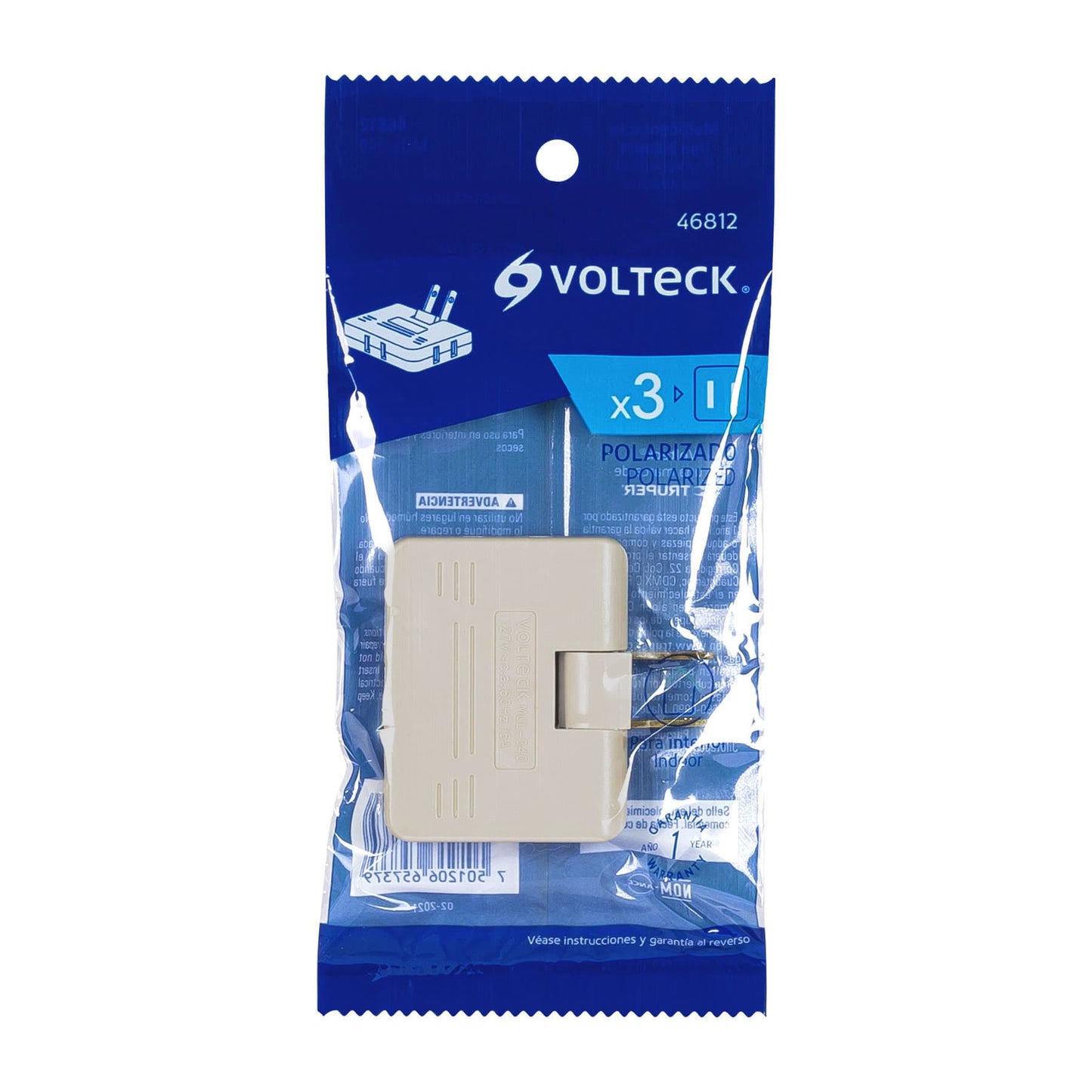 Multicontacto triple,tipo bisagra,entradas laterales,Volteck | MUL-340 | 46812