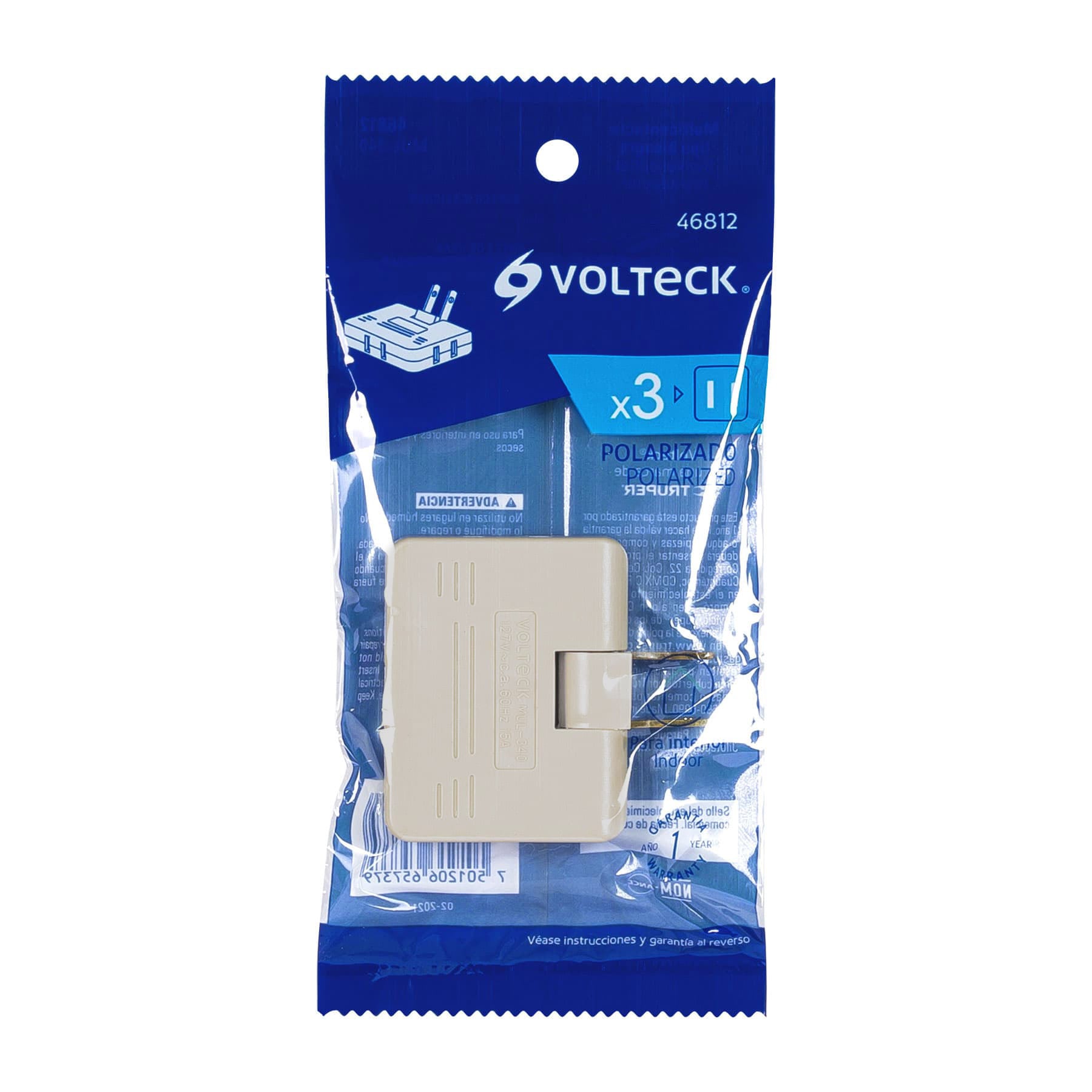 Multicontacto triple,tipo bisagra,entradas laterales,Volteck | MUL-340 | 46812