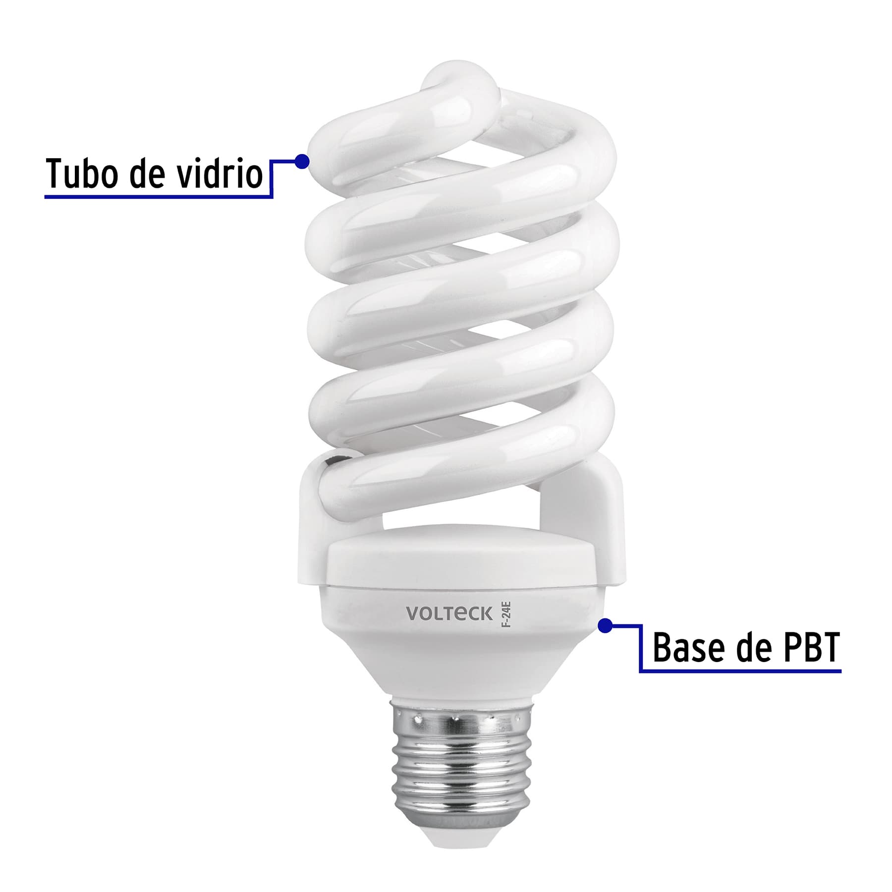 Pack 4 lámparas espiral T4 24 W luz de día, caja, Volteck | F-24EX4 | 46826
