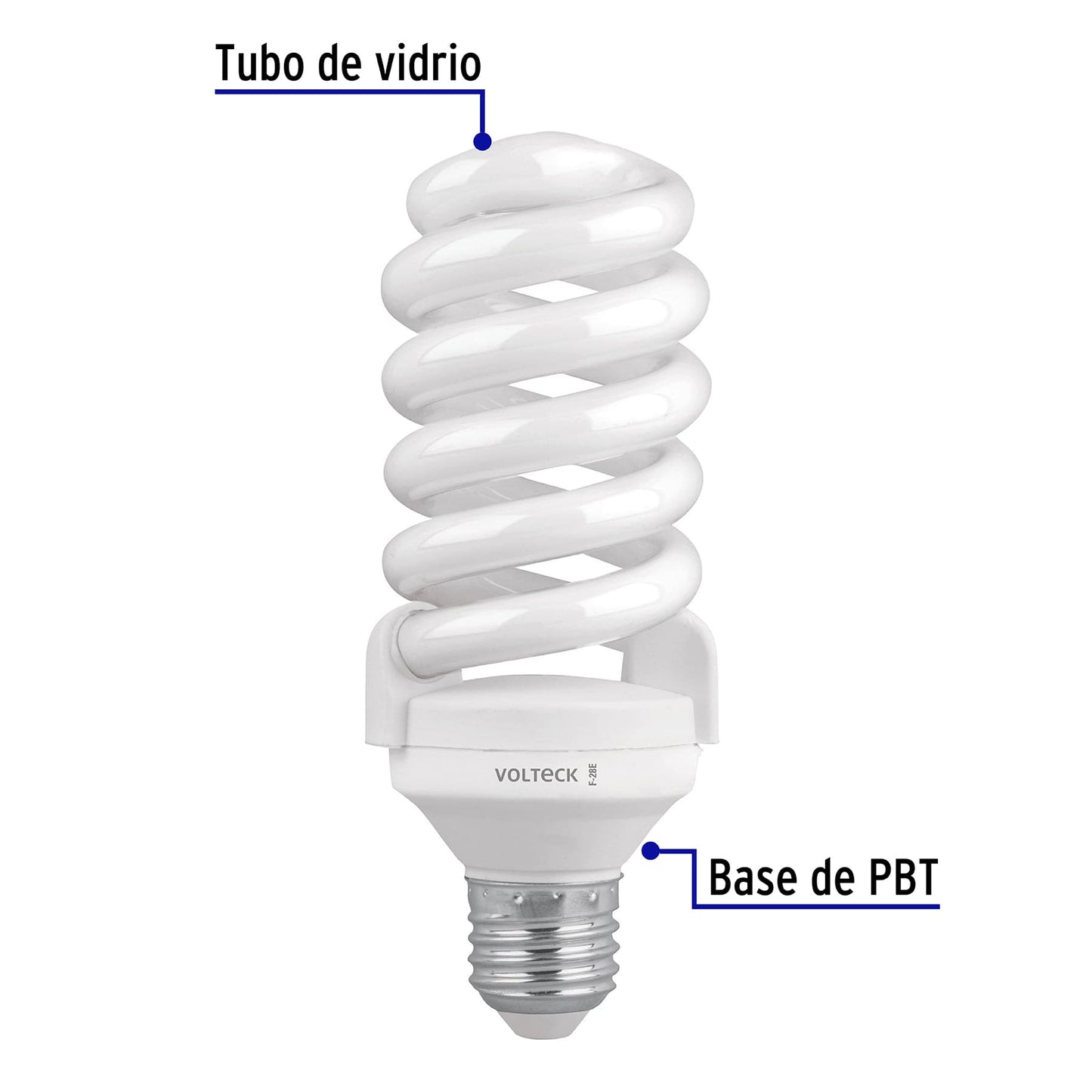 Lámpara espiral T4 28 W luz de día en blíster, Volteck | F-28E | 46827