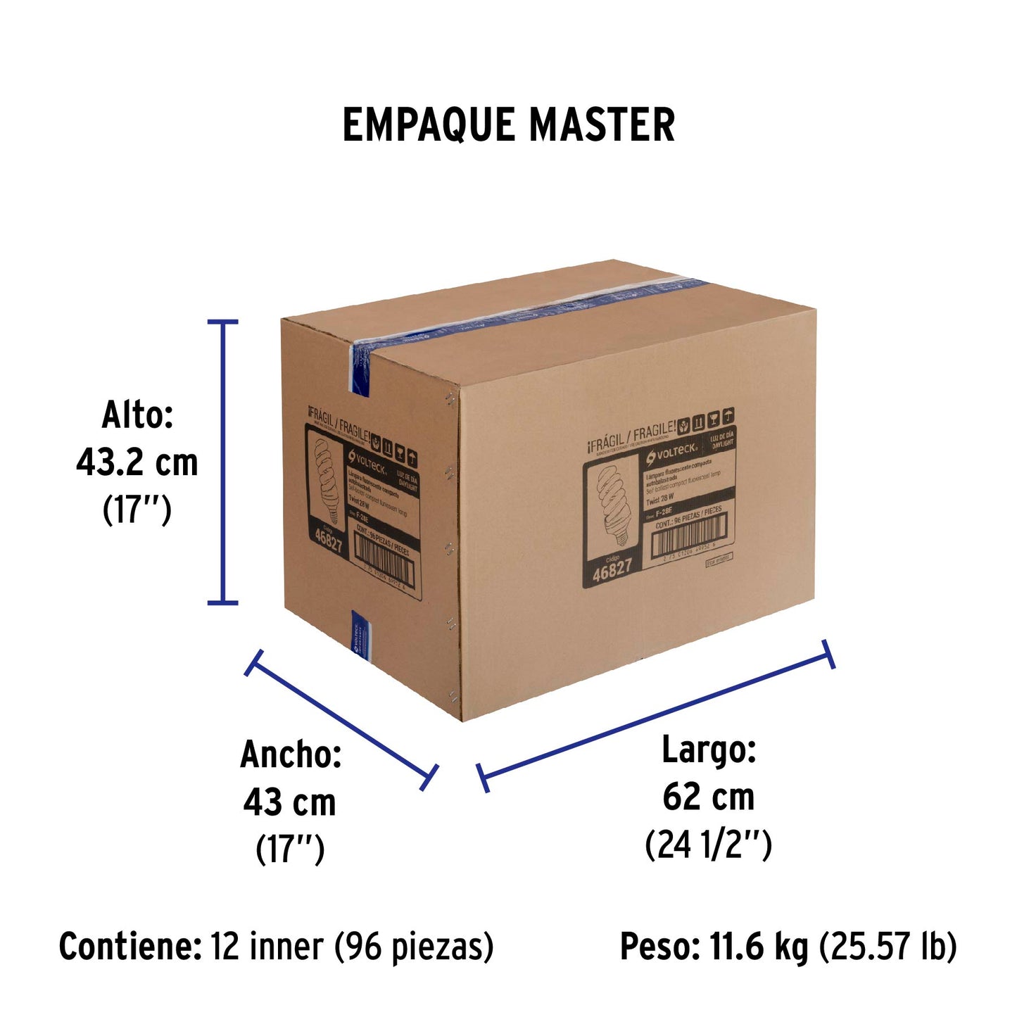 Lámpara espiral T4 28 W luz de día en blíster, Volteck | F-28E | 46827