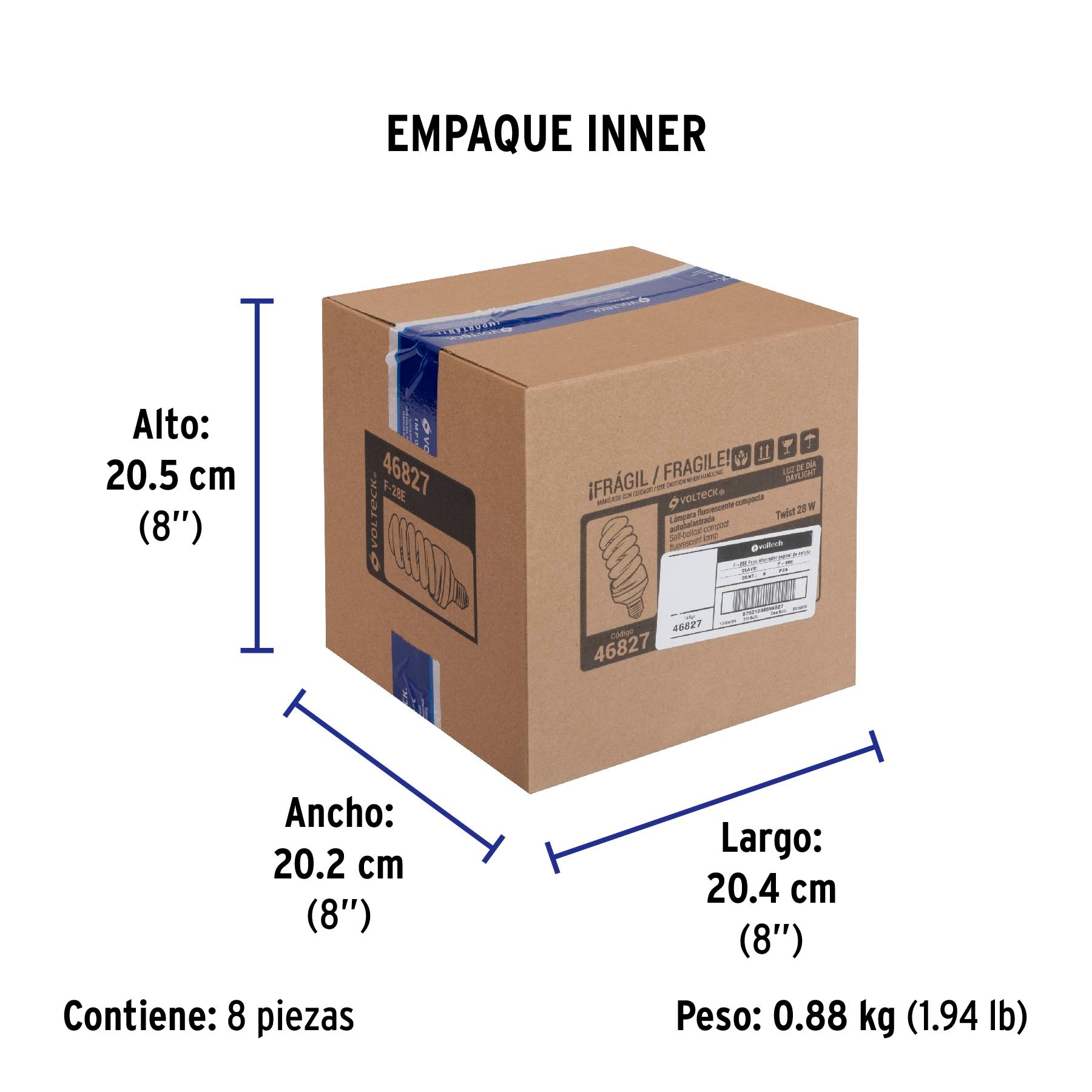 Lámpara espiral T4 28 W luz de día en blíster, Volteck | F-28E | 46827