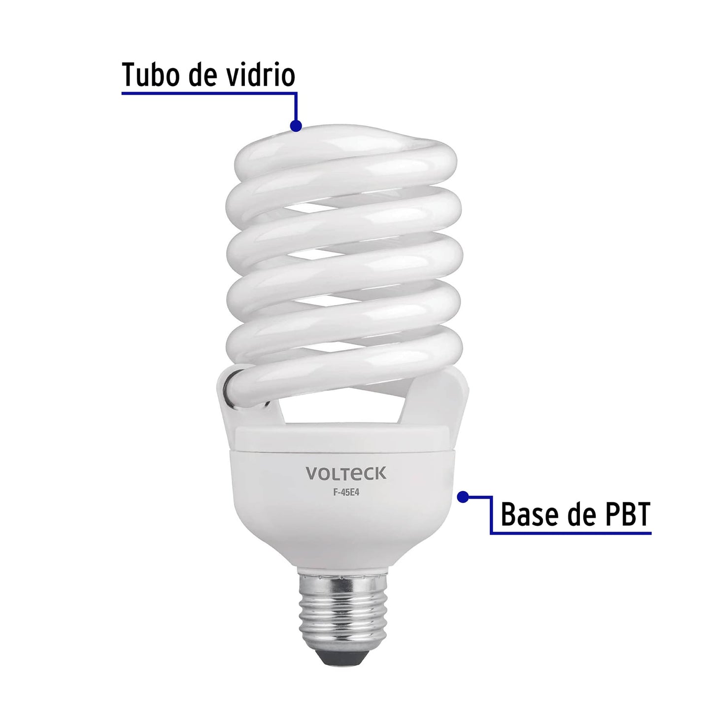 Lámpara espiral T4 45 W alta potencia luz de día, caja | F-45E4 | 46828