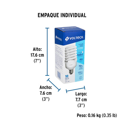 Lámpara espiral T4 45 W alta potencia luz de día, caja | F-45E4 | 46828