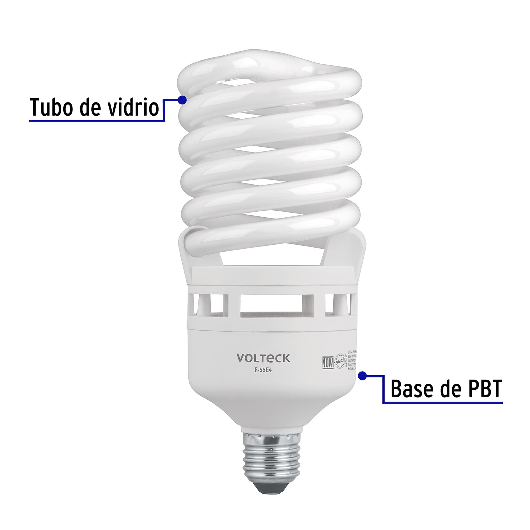 Lámpara espiral T4 55 W alta potencia luz de día, caja | F-55E4 | 46829
