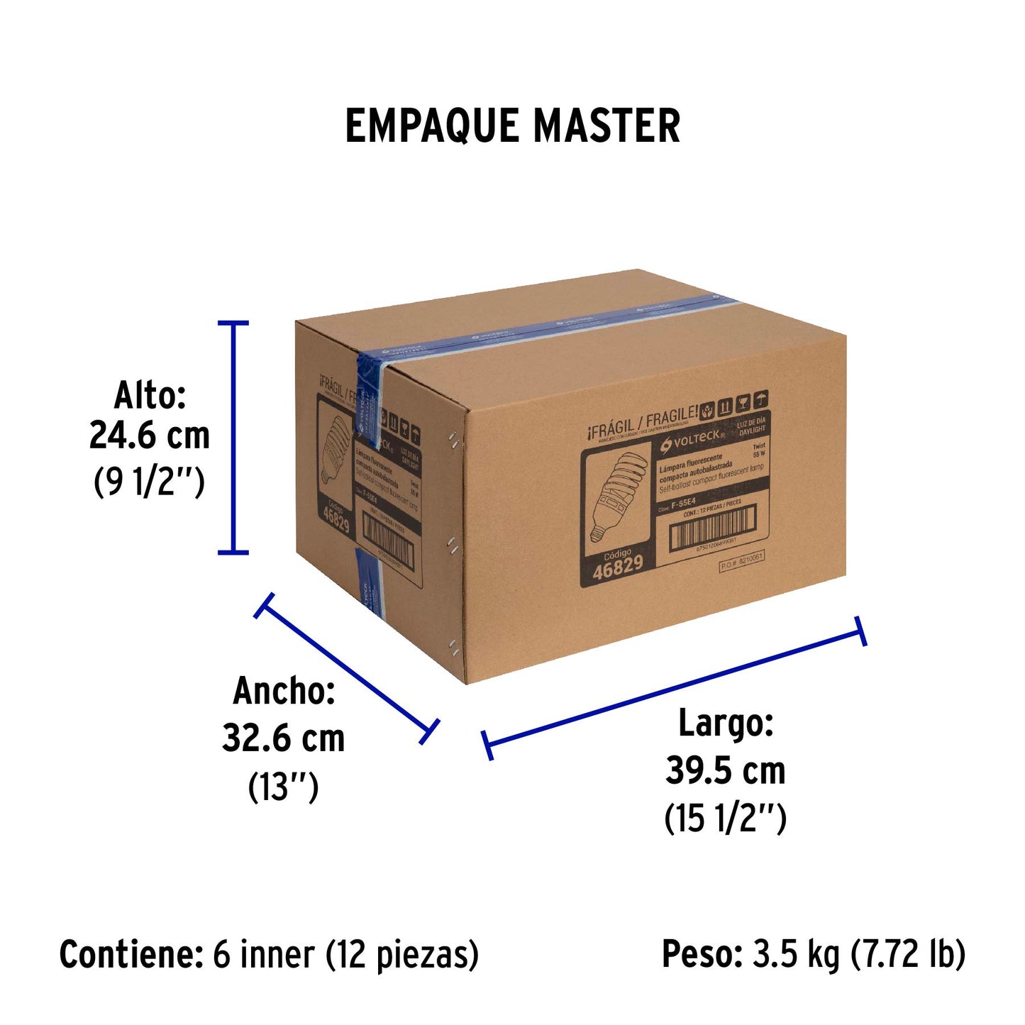 Lámpara espiral T4 55 W alta potencia luz de día, caja | F-55E4 | 46829