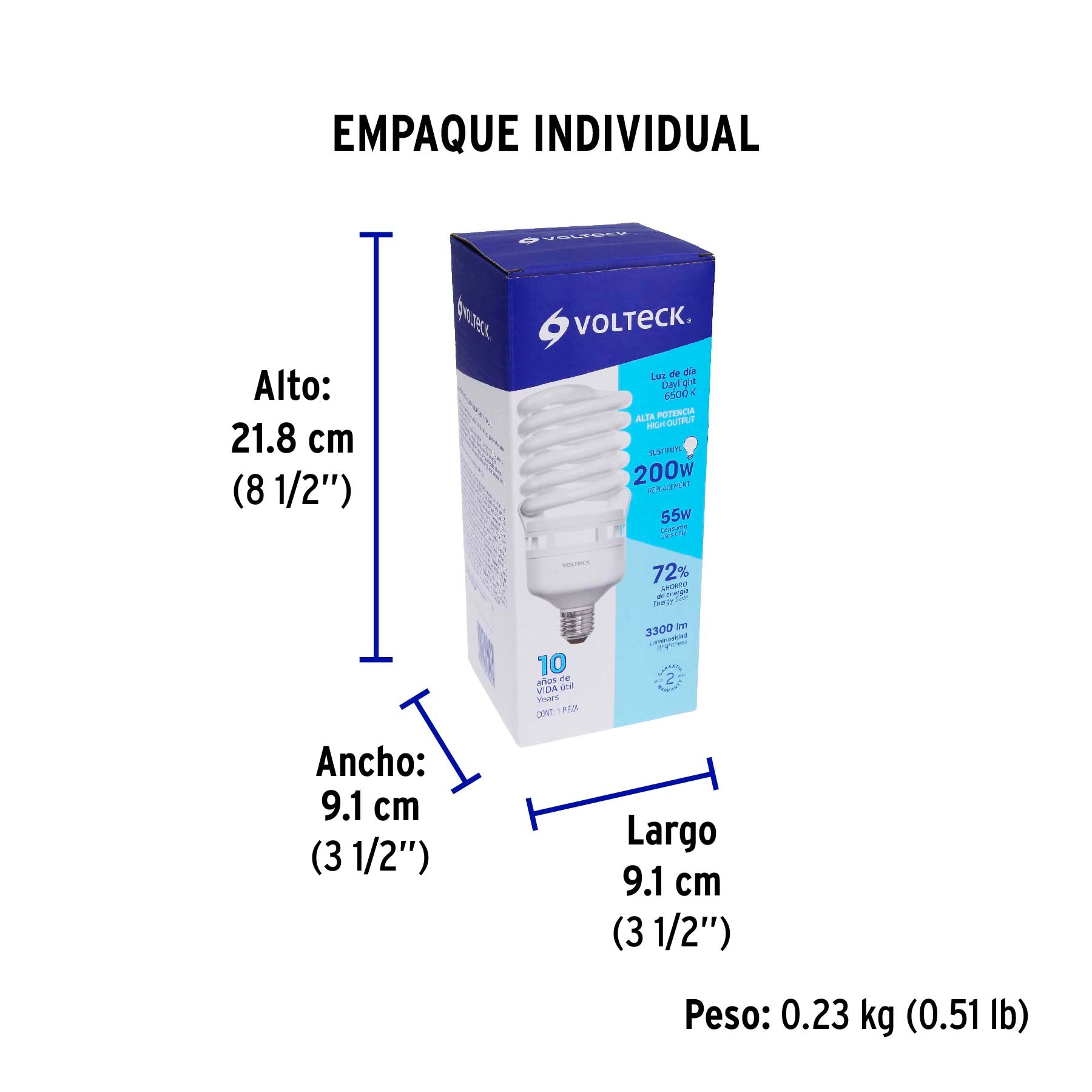 Lámpara espiral T4 55 W alta potencia luz de día, caja | F-55E4 | 46829