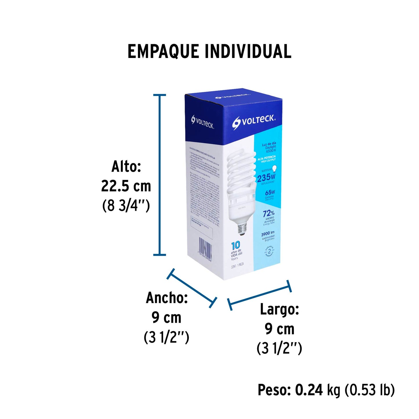 Lámpara espiral T4 65 W alta potencia luz de día, caja | F-65E4 | 46830