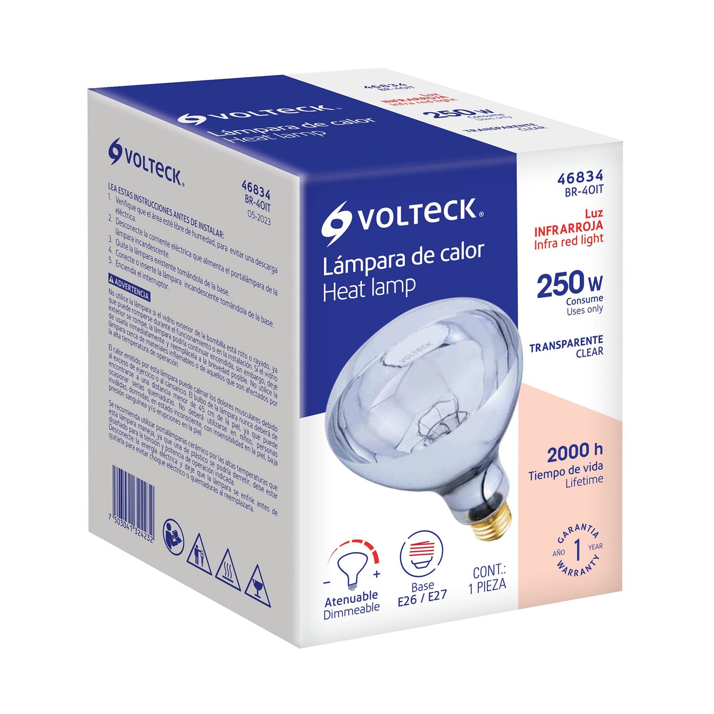 Lámpara incandescente de calor, BR40 250 Watts, transparente | BR-40IT | 46834