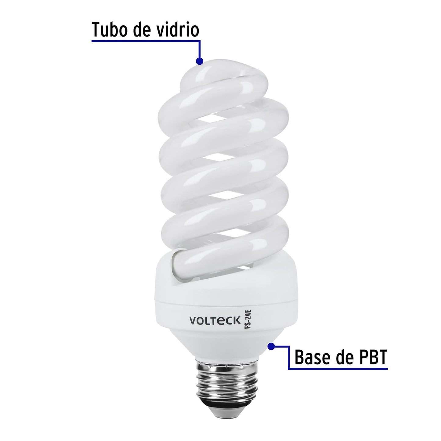 Lámpara espiral T4 24 W luz neutra en blíster, Volteck | FS-24E | 46835