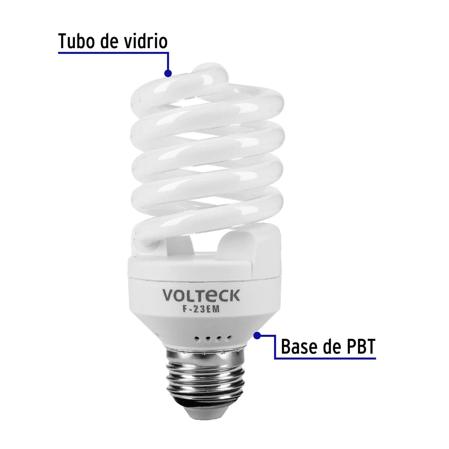Lámpara espiral mini T2 23 W luz de día en blíster, Volteck | F-23EM | 46838