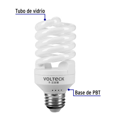 Lámpara espiral mini T2 23 W luz de día en blíster, Volteck | F-23EM | 46838