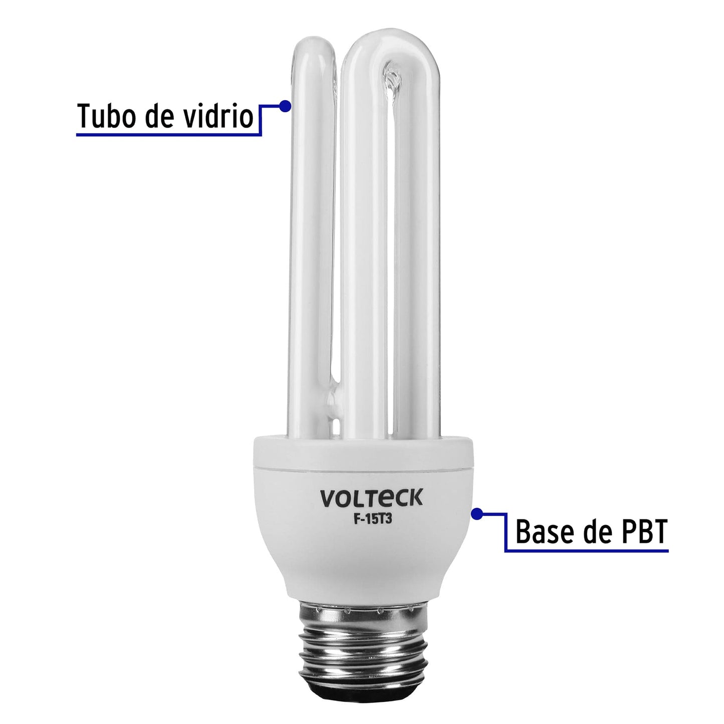 Lámpara triple T3 15 W luz de día en blíster, Volteck | F-15T3 | 46844