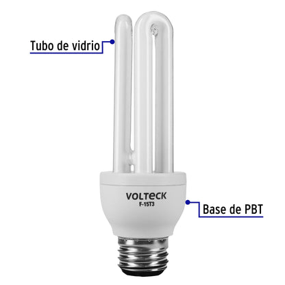 Lámpara triple T3 15 W luz de día en blíster, Volteck | F-15T3 | 46844
