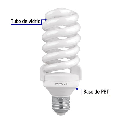 Pack 4 lámparas espiral T4 28 W luz de día, caja, Volteck | F-28EX4 | 46851