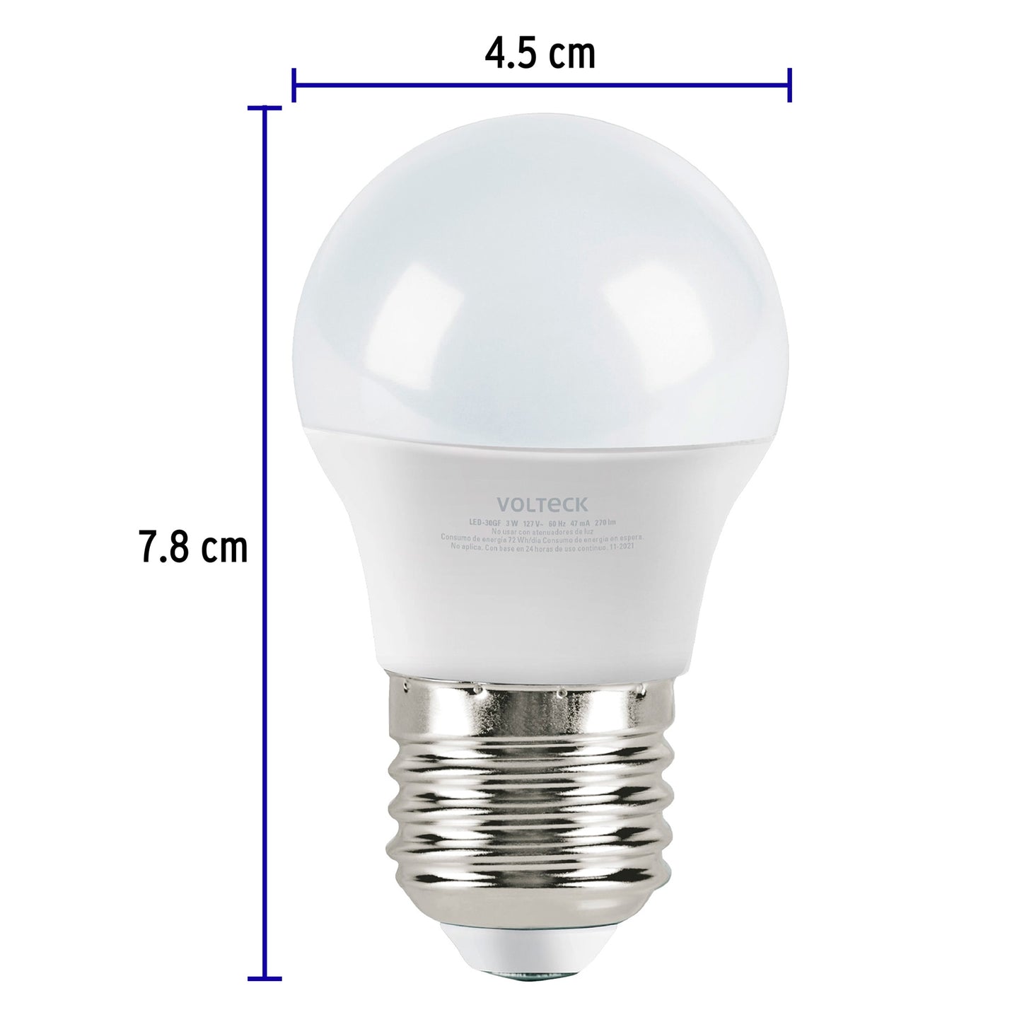 Lámpara LED G45 3 W (equiv. 25 W) luz de día blíster Volteck | LED-30GF | 46854
