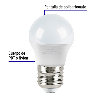 Lámpara LED G45 3 W (equiv. 25 W) luz de día blíster Volteck | LED-30GF | 46854