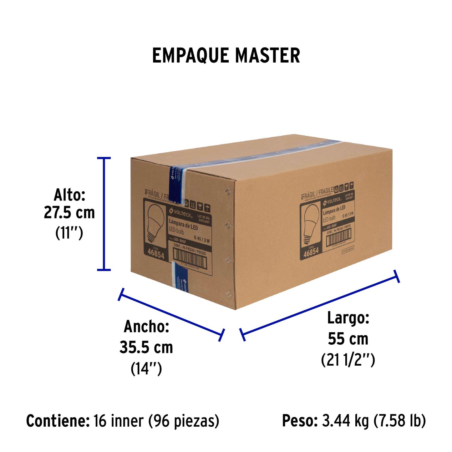 Lámpara LED G45 3 W (equiv. 25 W) luz de día blíster Volteck | LED-30GF | 46854