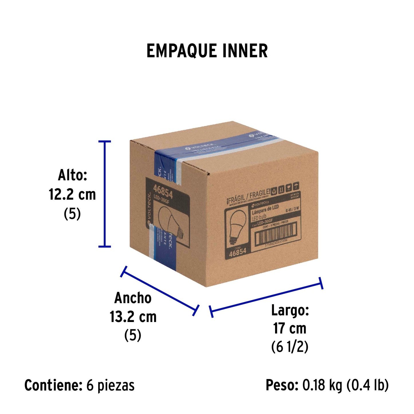 Lámpara LED G45 3 W (equiv. 25 W) luz de día blíster Volteck | LED-30GF | 46854