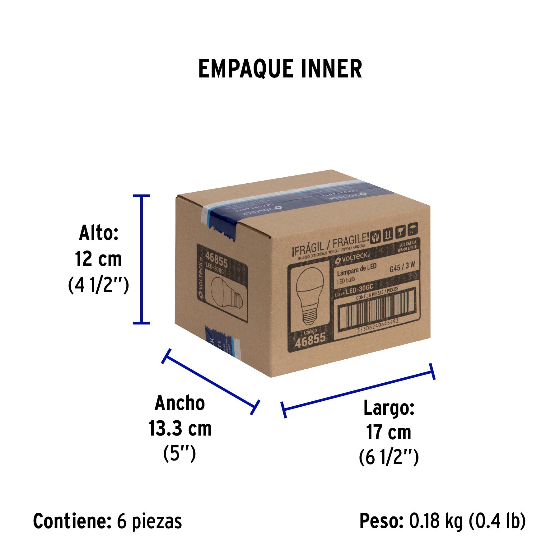 Lámpara LED G45 3 W (equiv. 25 W) luz cálida blíster Volteck | LED-30GC | 46855