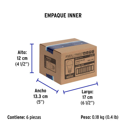 Lámpara LED G45 3 W (equiv. 25 W) luz cálida blíster Volteck | LED-30GC | 46855