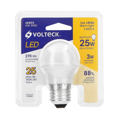 Lámpara LED G45 3 W (equiv. 25 W) luz cálida blíster Volteck | LED-30GC | 46855