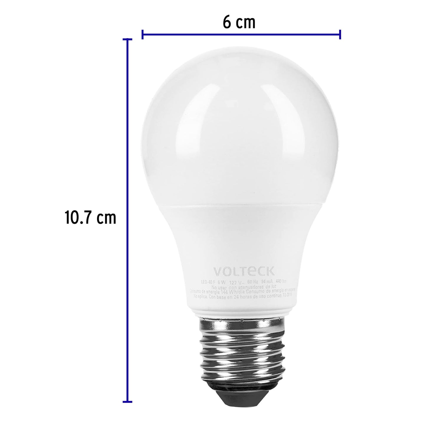 Lámpara LED A19 6 W (equiv. 40 W) luz de día blíster Volteck | LED-40F | 46856