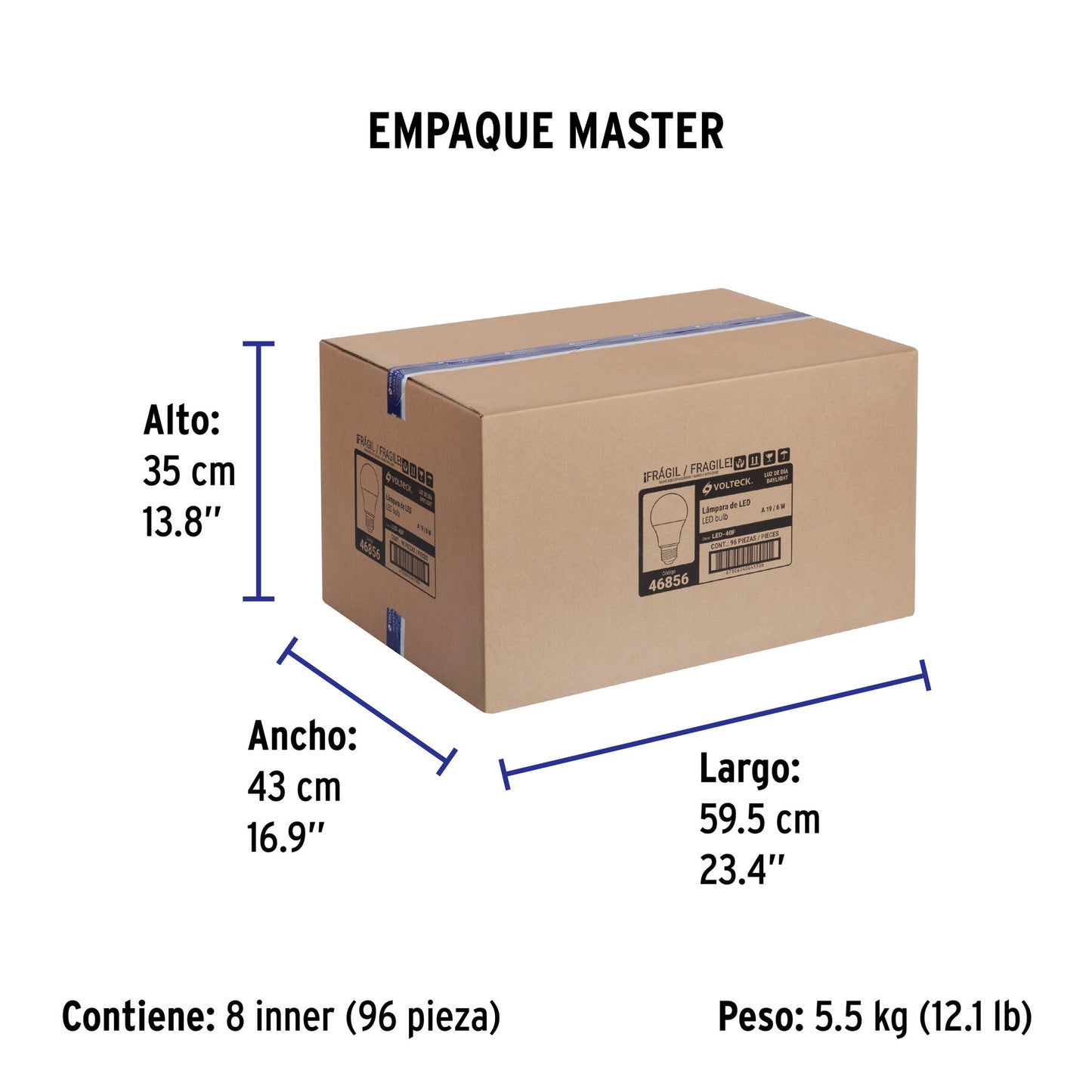 Lámpara LED A19 6 W (equiv. 40 W) luz de día blíster Volteck | LED-40F | 46856
