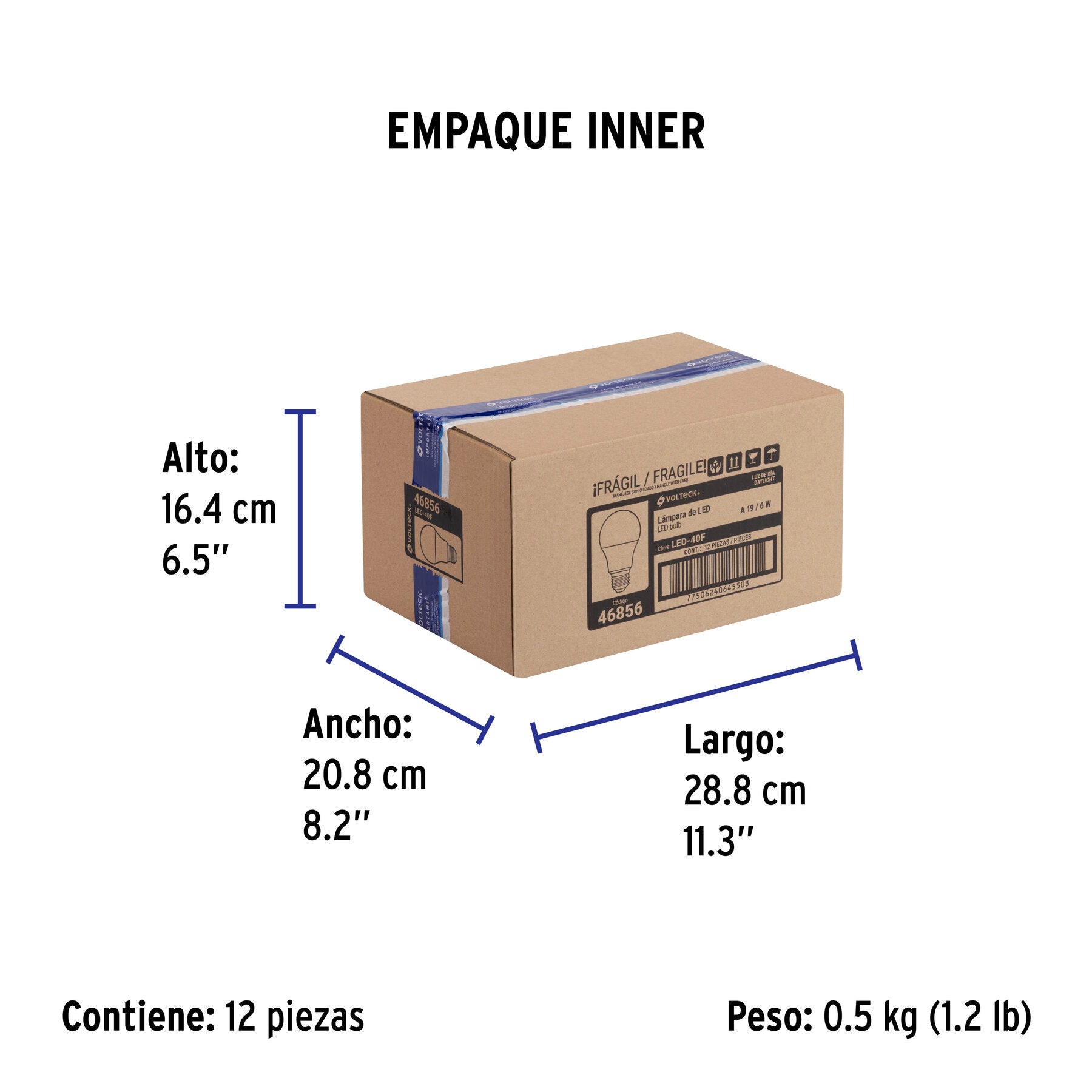 Lámpara LED A19 6 W (equiv. 40 W) luz de día blíster Volteck | LED-40F | 46856