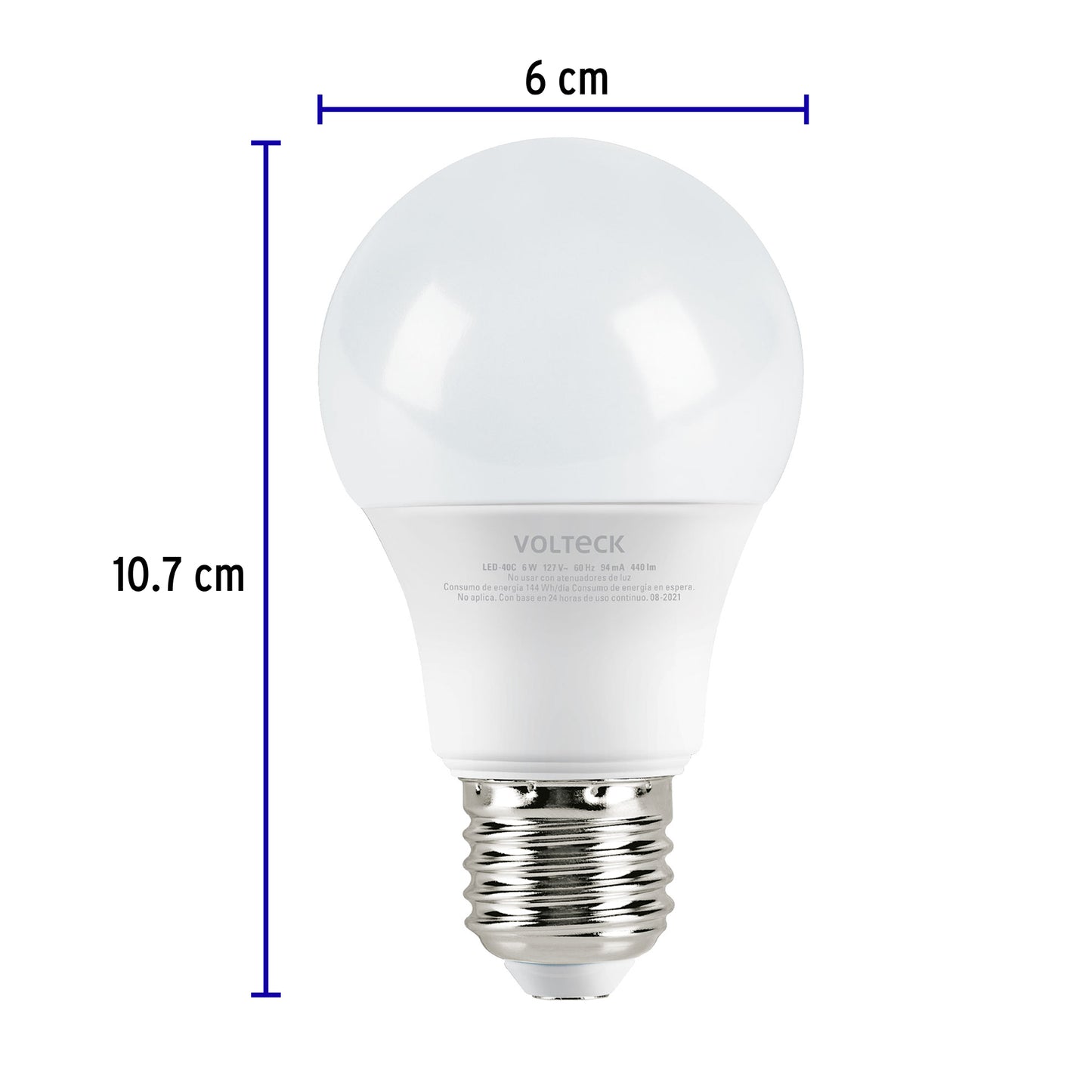 Lámpara LED A19 6 W (equiv. 40 W) luz cálida blíster Volteck | LED-40C | 46857