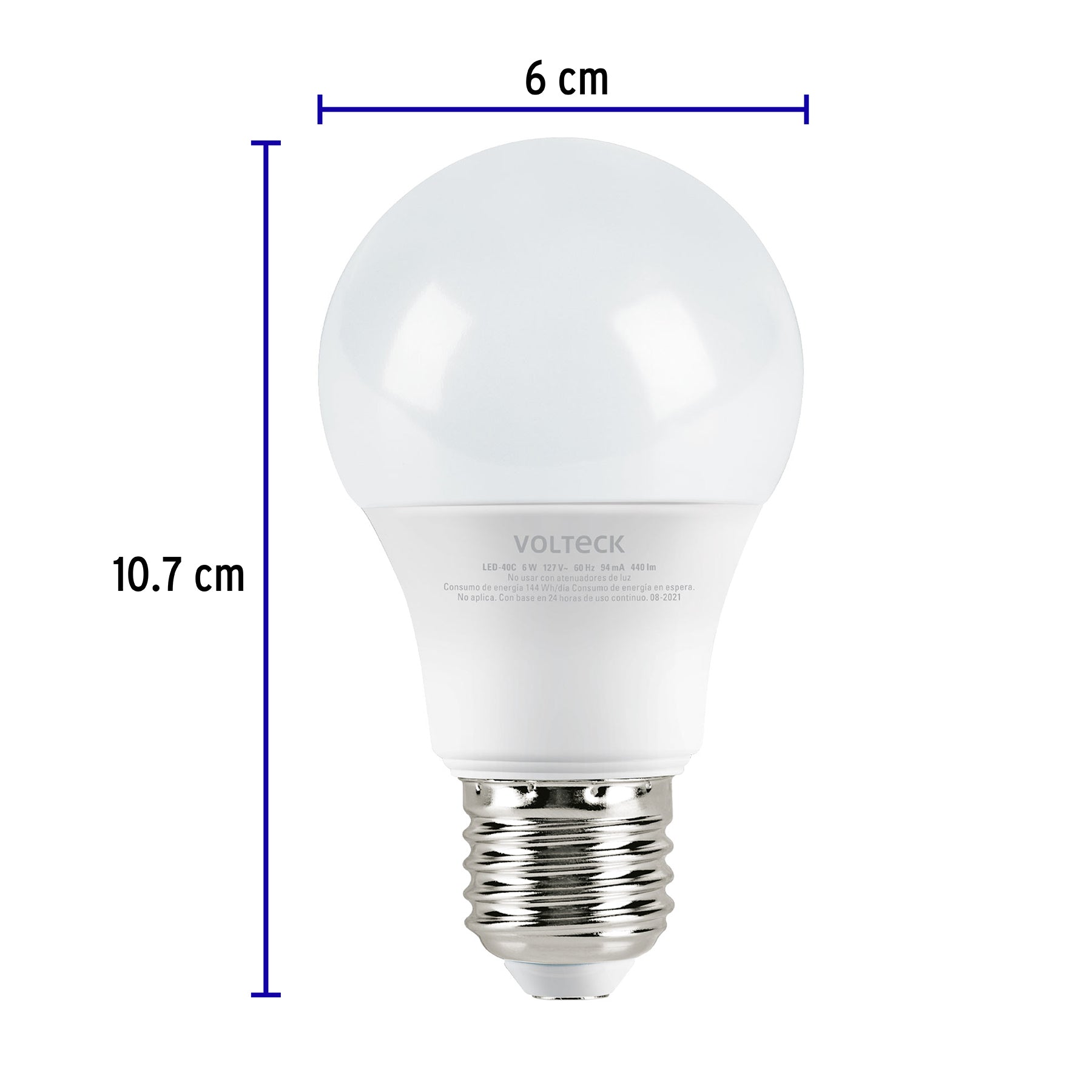 Lámpara LED A19 6 W (equiv. 40 W) luz cálida blíster Volteck | LED-40C | 46857