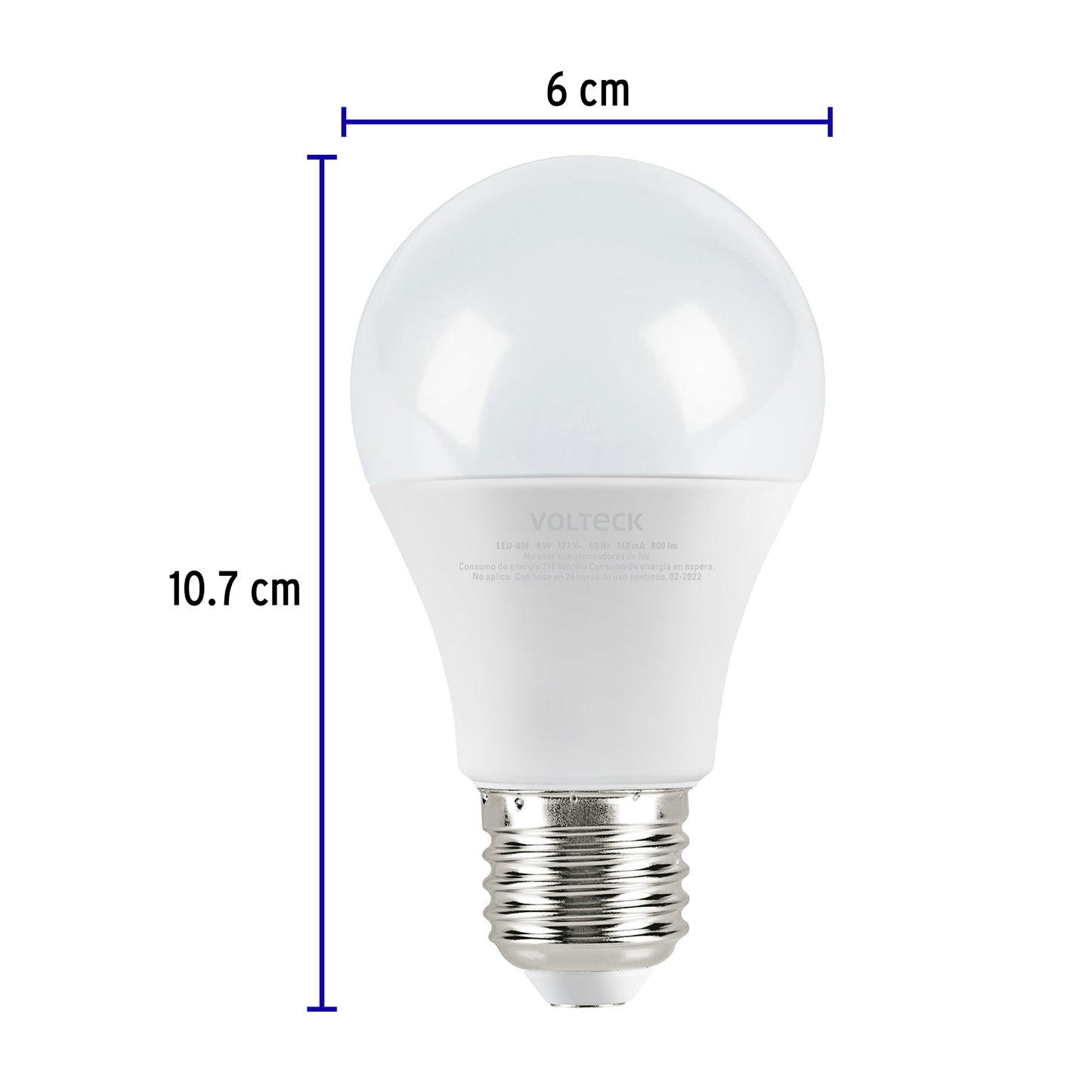 Lámpara LED A19 9 W (equiv. 60 W) luz de día blíster Volteck | LED-60F | 46858
