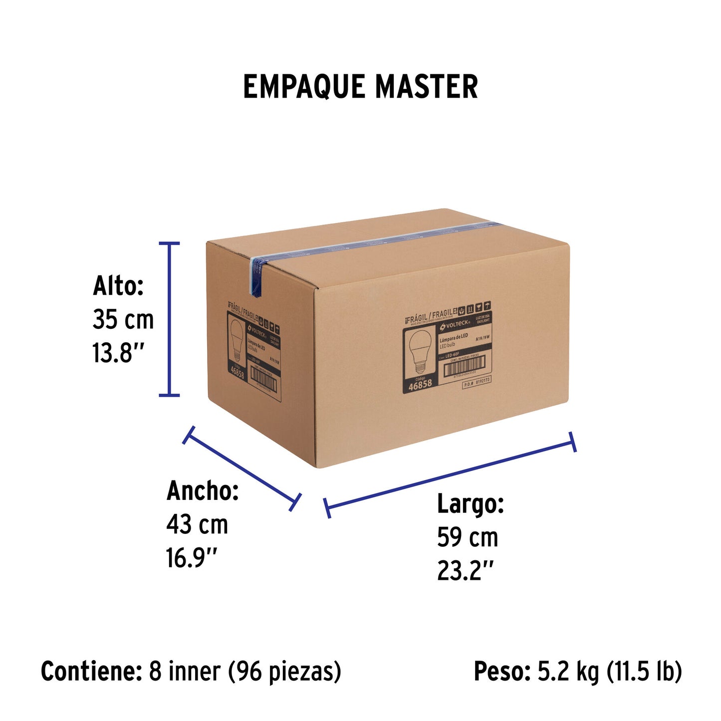 Lámpara LED A19 9 W (equiv. 60 W) luz de día blíster Volteck | LED-60F | 46858