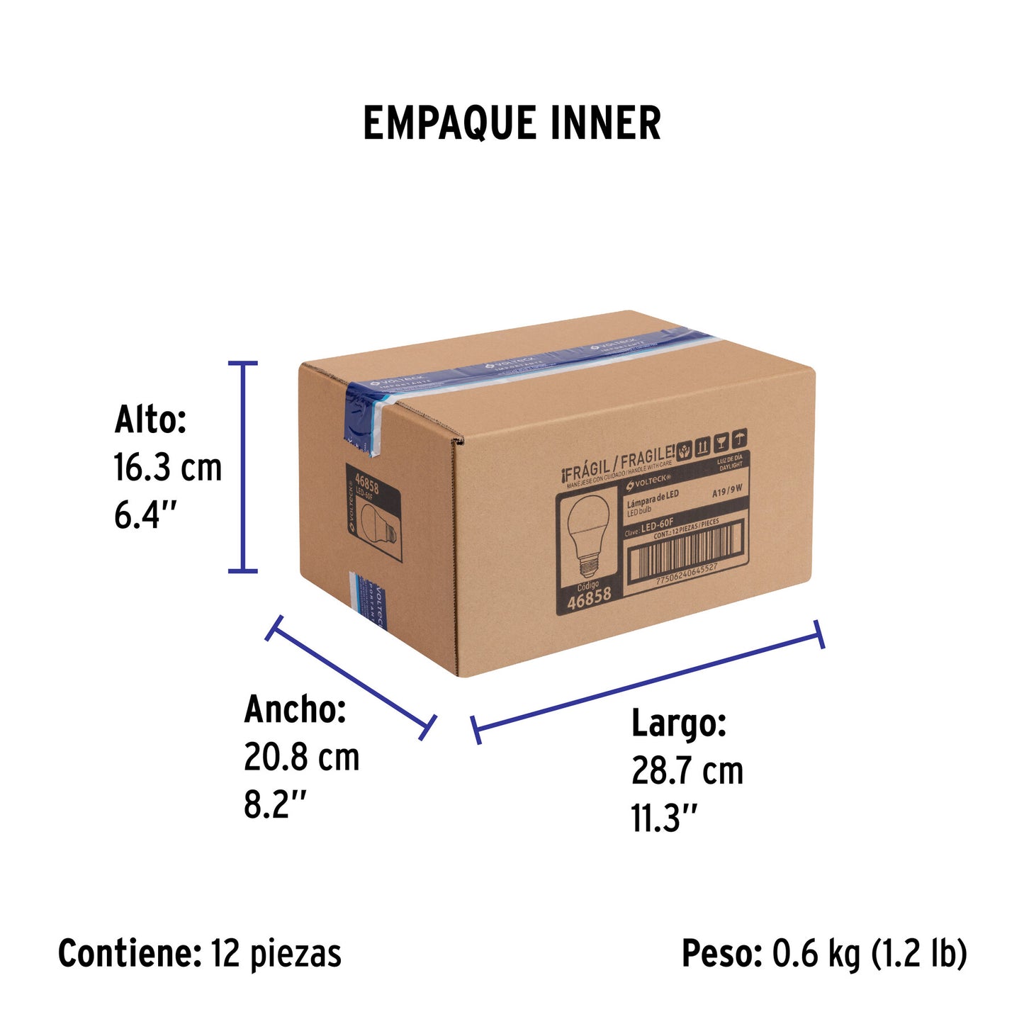 Lámpara LED A19 9 W (equiv. 60 W) luz de día blíster Volteck | LED-60F | 46858