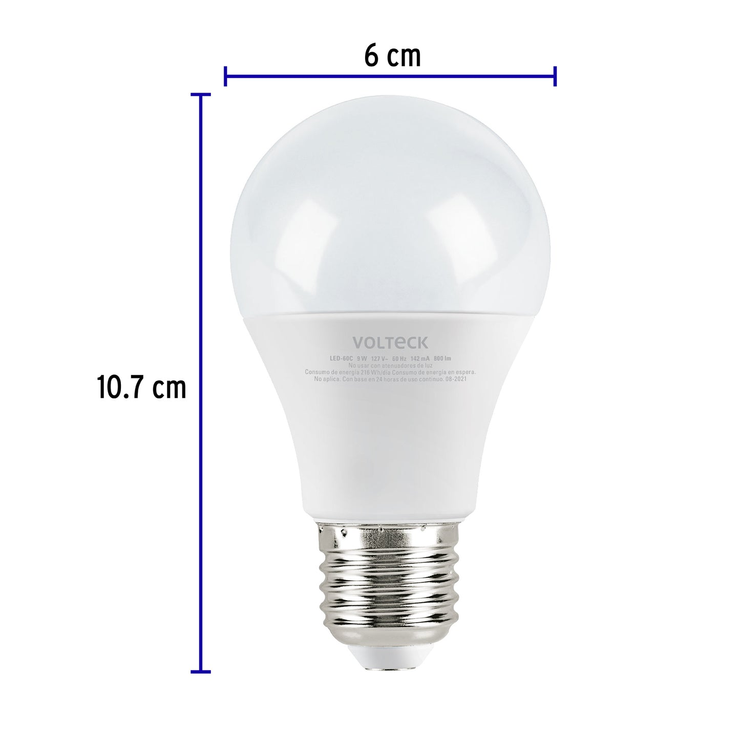 Lámpara LED A19 9 W (equiv. 60 W) luz cálida blíster Volteck | LED-60C | 46859