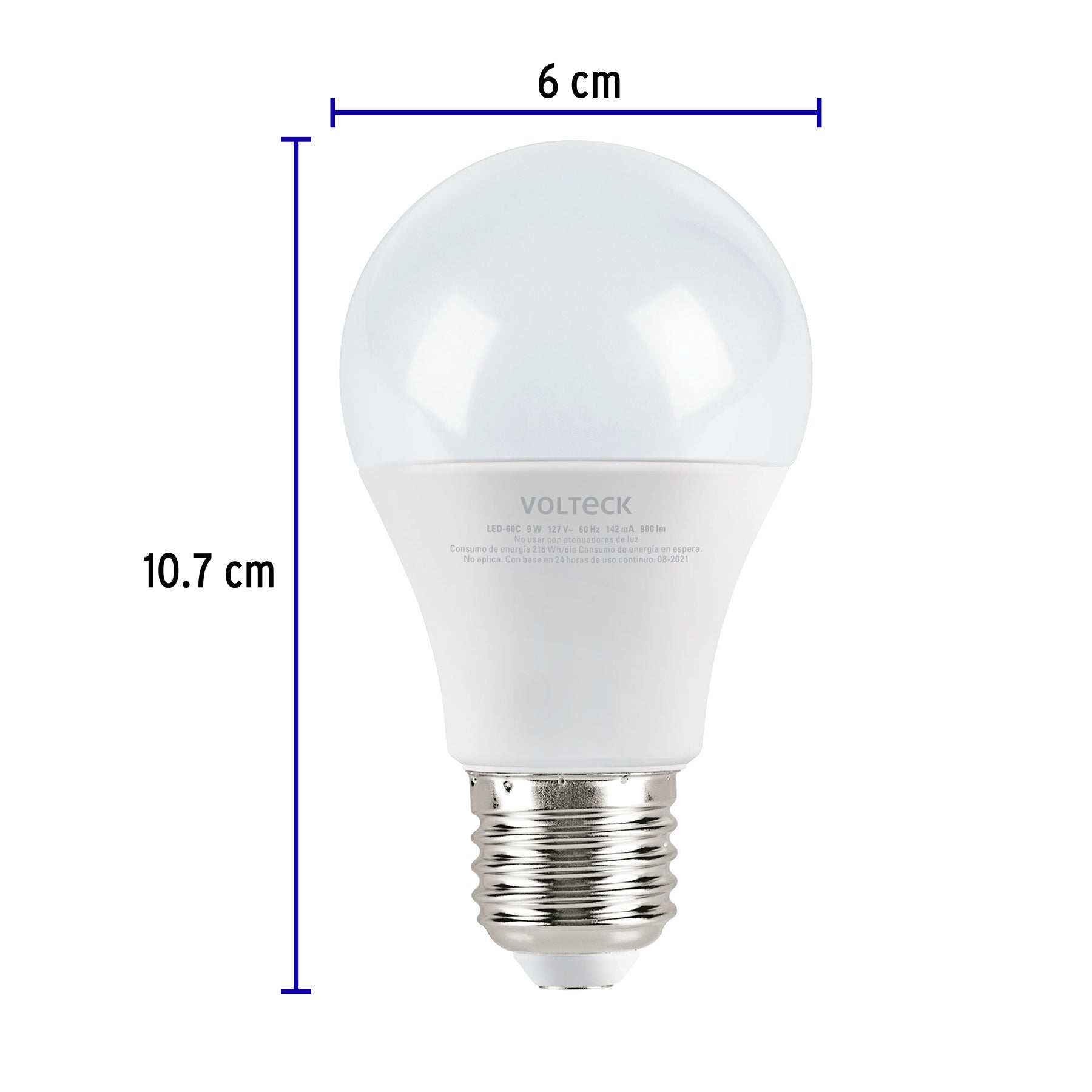 Lámpara LED A19 9 W (equiv. 60 W) luz cálida blíster Volteck | LED-60C | 46859