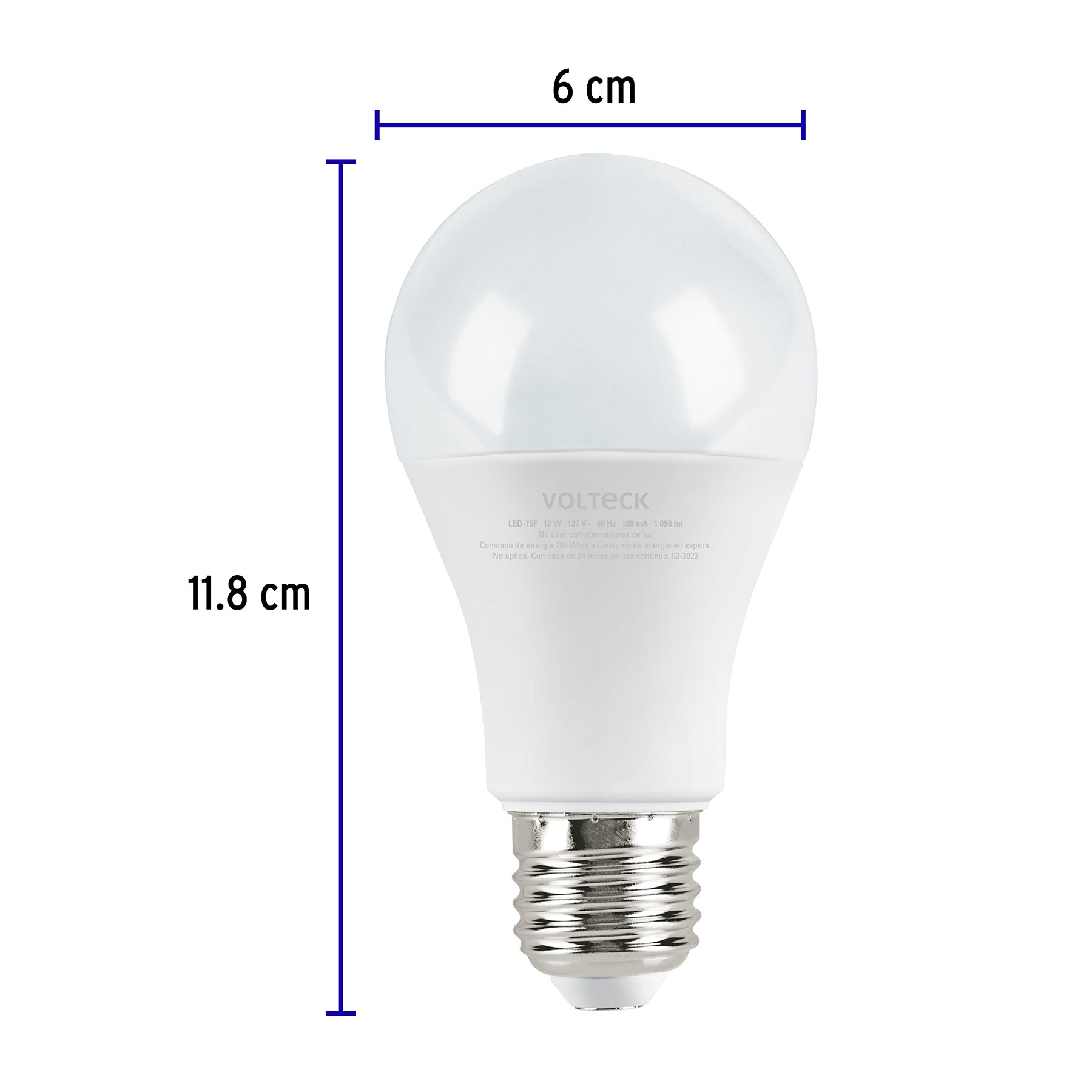 Lámpara LED A19 12 W (equiv. 75W) luz de día blíster Volteck | LED-75F | 46860