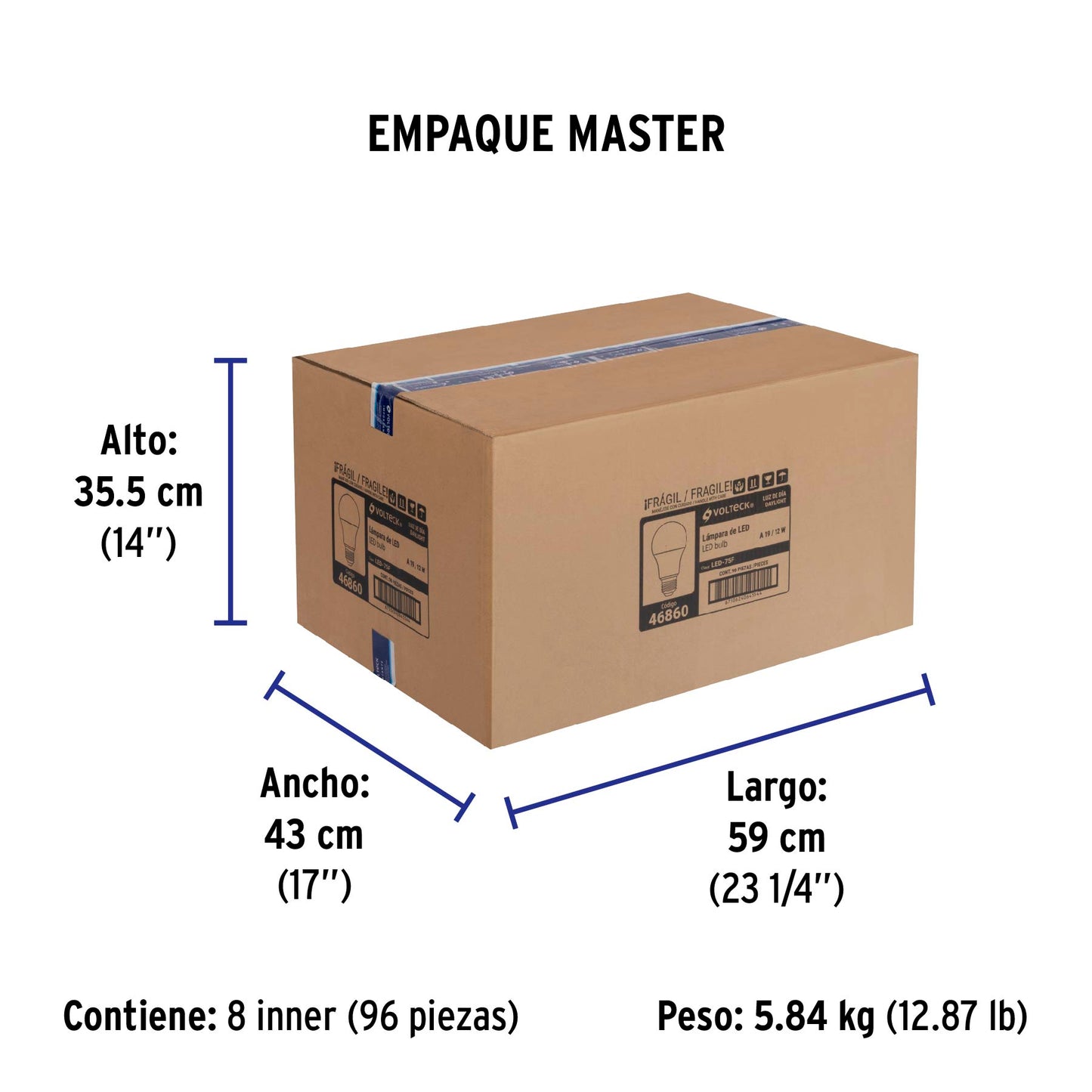 Lámpara LED A19 12 W (equiv. 75W) luz de día blíster Volteck | LED-75F | 46860