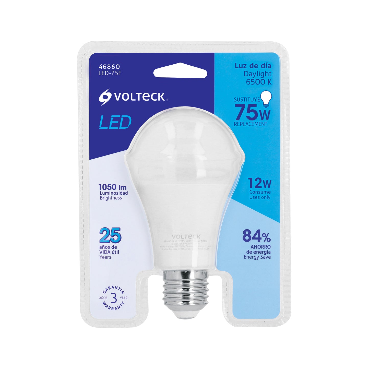 Lámpara LED A19 12 W (equiv. 75W) luz de día blíster Volteck | LED-75F | 46860