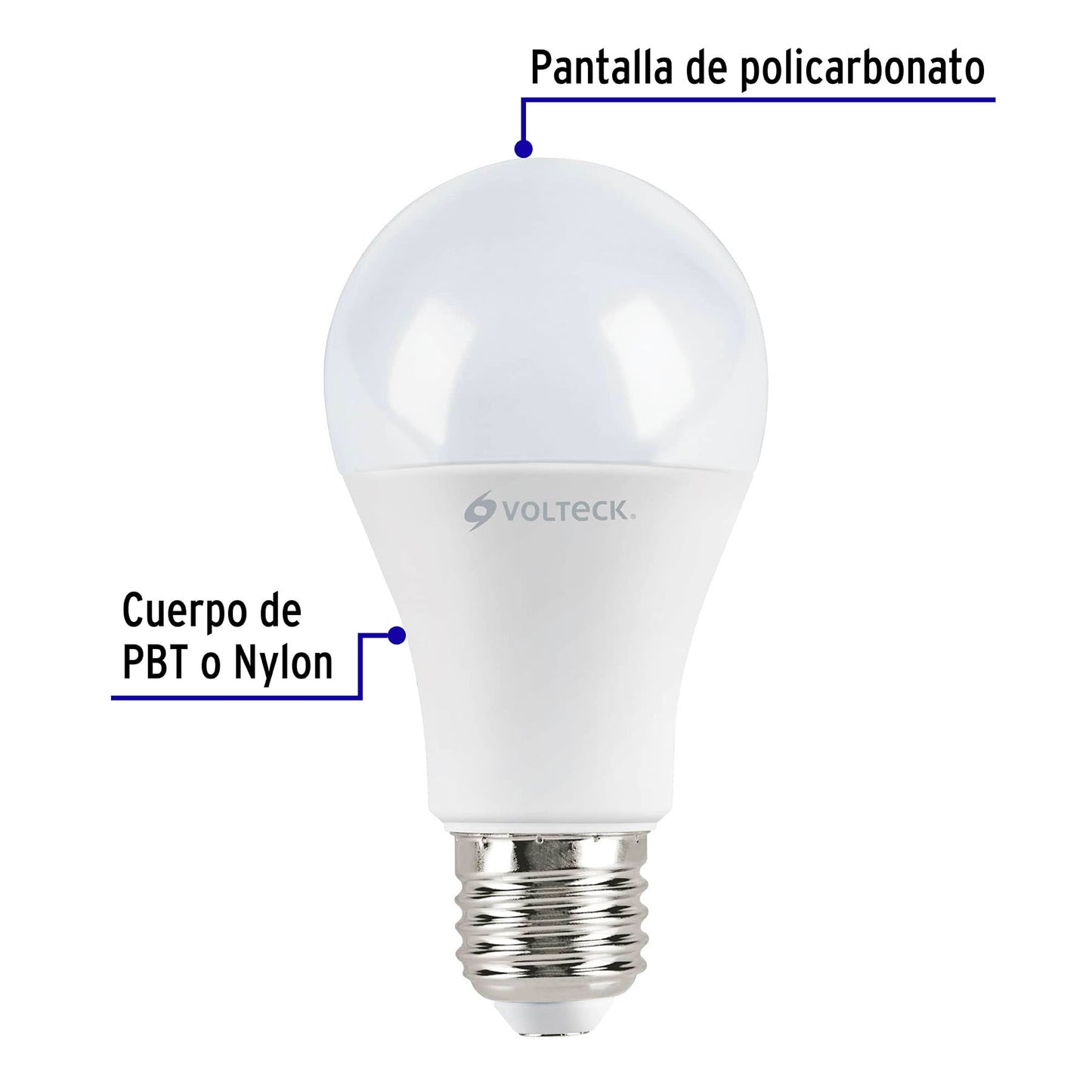 Lámpara LED A19 12 W (equiv. 75W) luz cálida blíster Volteck | LED-75C | 46861