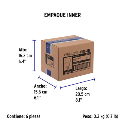 Lámpara LED A19 12 W (equiv. 75W) luz cálida blíster Volteck | LED-75C | 46861